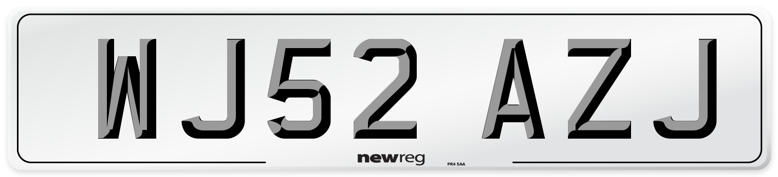 WJ52 AZJ Number Plate from New Reg